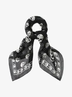 Classic Silk Skull Scarf in Black