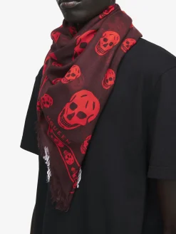 Classic Skull Scarf in Deep Red