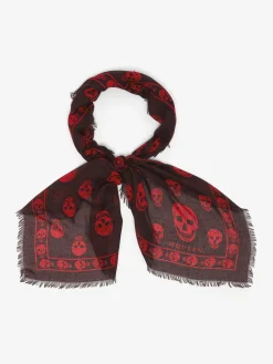 Classic Skull Scarf in Deep Red