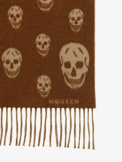 Double Face Skull Scarf in Light Brown/Camel