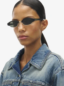 McQueen Ellipse Sunglasses in Black/Smoke