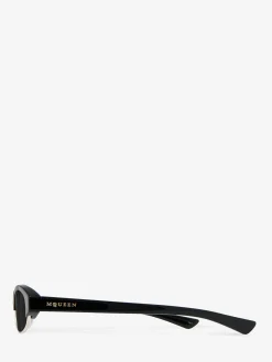 McQueen Ellipse Sunglasses in Black/Smoke