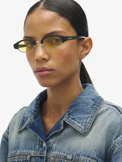 McQueen Ellipse Sunglasses in Black/Yellow