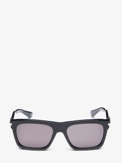 Men's City T-Bar Rectangular Sunglasses in Black/Smoke