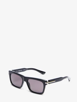 Men's City T-Bar Rectangular Sunglasses in Black/Smoke