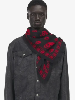 Men's Classic Skull Foulard in Black/Red
