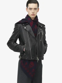 Men's Classic Skull Foulard in Navy/Burgundy