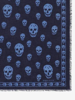 Men's Classic Skull Scarf in Indigo