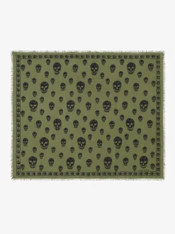 Men's Classic Skull Scarf in Olive Green/Black