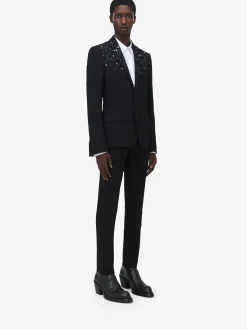 Men's Constellation Embroidered Single-breasted Jacket in Black
