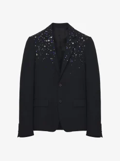 Men's Constellation Embroidered Single-breasted Jacket in Black