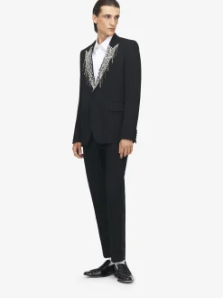 Men's Crystal Embroidery Single-breasted Jacket in Black