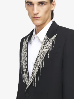 Men's Crystal Embroidery Single-breasted Jacket in Black