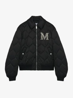 Men's Crystal Logo Quilted Jacket in Black