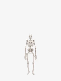 Men's Dancing Skeleton Pin Brooch in Silver-finish