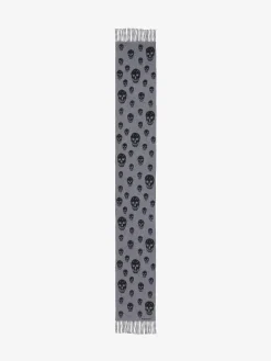 Men's Double Face Skull Scarf in Graphite/Black