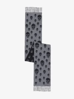 Men's Double Face Skull Scarf in Graphite/Black