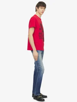 Men's Fanzine Print T-shirt in Red