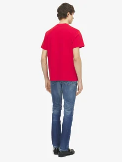 Men's Fanzine Print T-shirt in Red