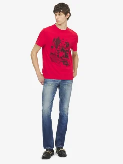 Men's Fanzine Print T-shirt in Red