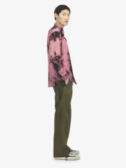 Men's Flannel Check Tie-Dye Shirt in Black/Red