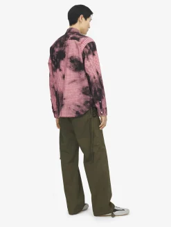 Men's Flannel Check Tie-Dye Shirt in Black/Red