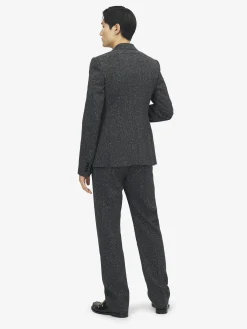 Men's Flecked Pinstripe Single-breasted Jacket in Grey Melange