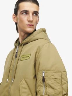 Men's Hooded Nylon Jacket in Beige