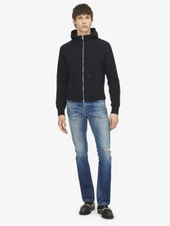 Men's Hooded Zip Through Sweatshirt in Black