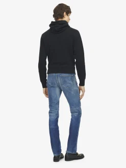 Men's Hooded Zip Through Sweatshirt in Black