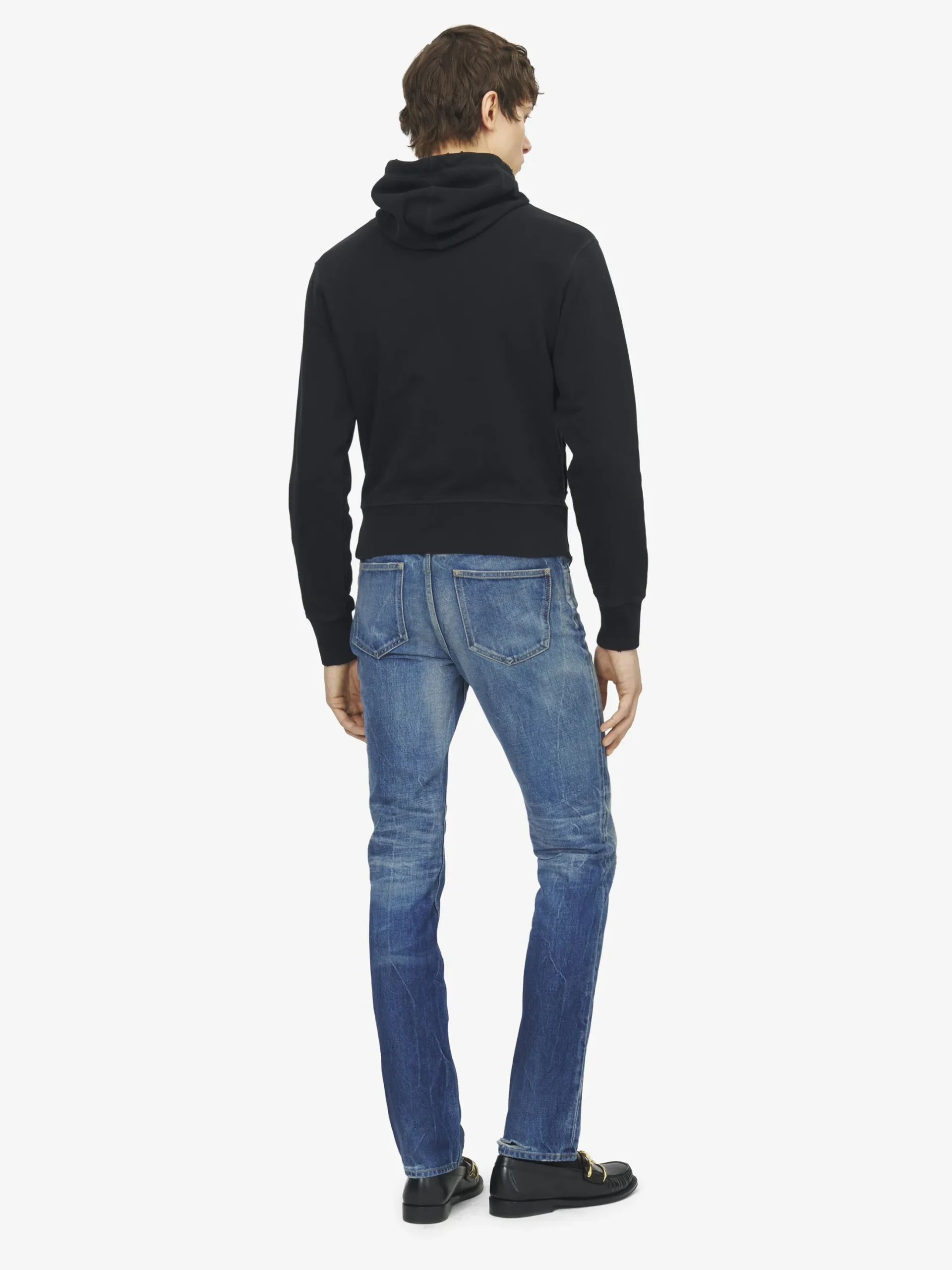 Men's Hooded Zip Through Sweatshirt in Black