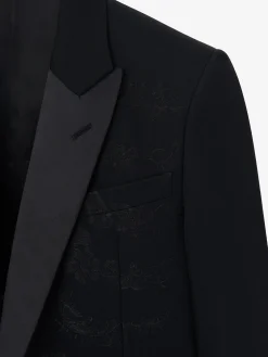 Men's Lace Ribcage Embroidery Single-breasted Jacket in Black