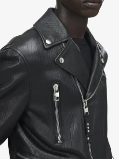 Men's McQueen Classic Leather Biker Jacket in Black