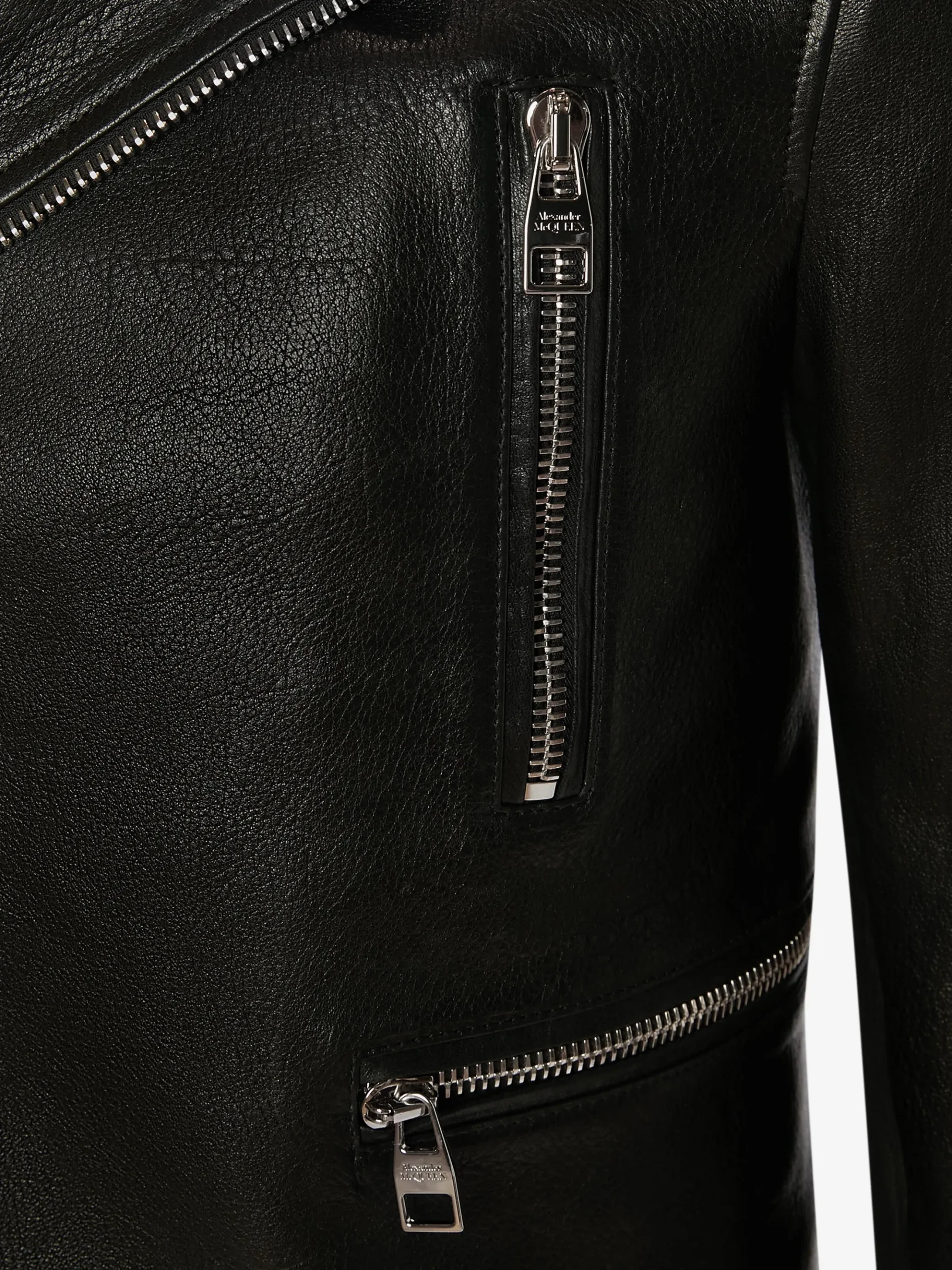 Men's McQueen Classic Leather Biker Jacket in Black