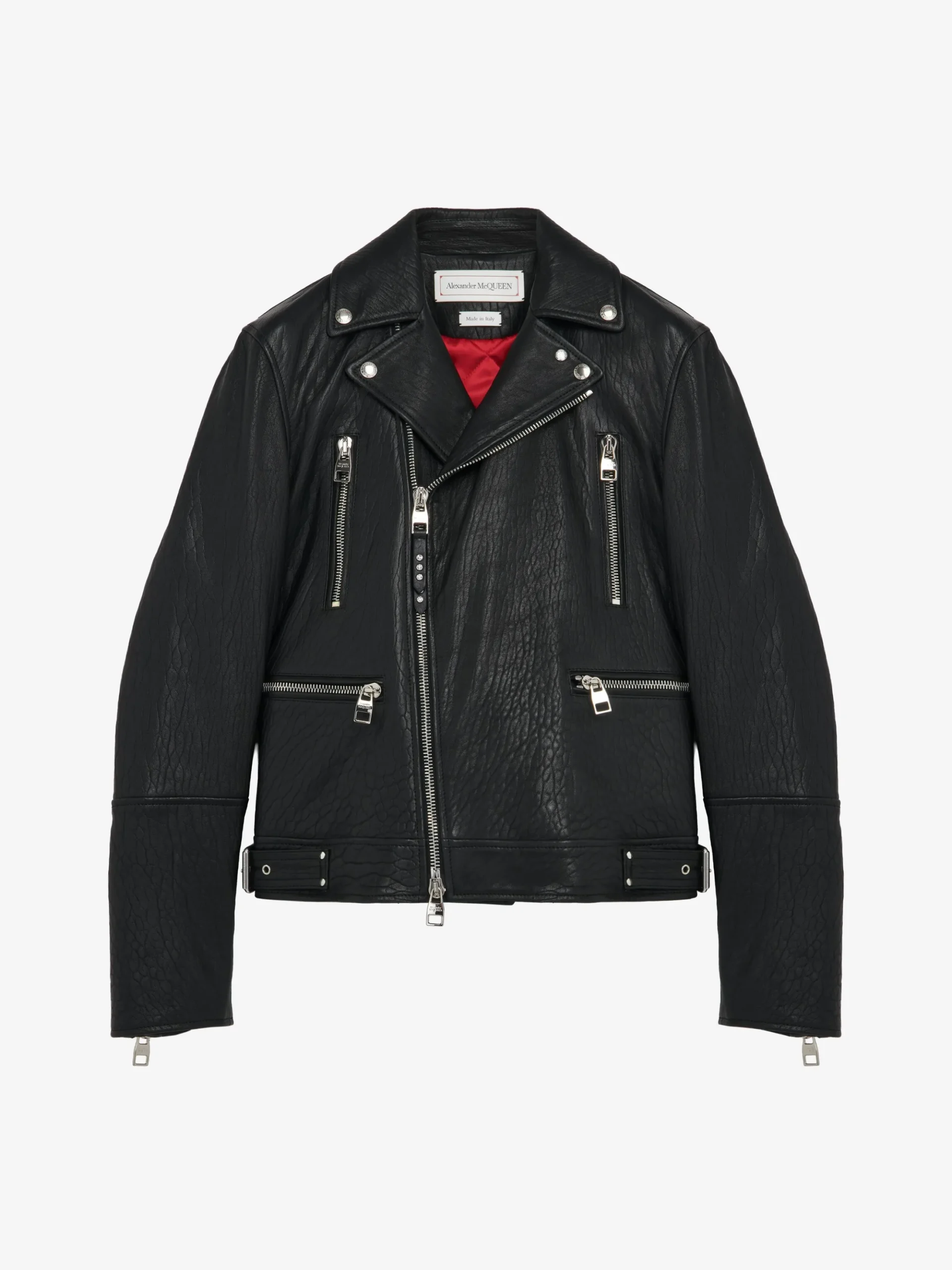 Men's McQueen Classic Leather Biker Jacket in Black