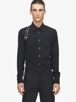 Men's McQueen Logo Harness Shirt in Black