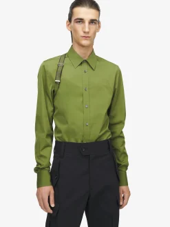 Men's McQueen Logo Harness Shirt in Green