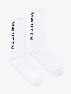Men's McQueen Logo Socks in White/Black