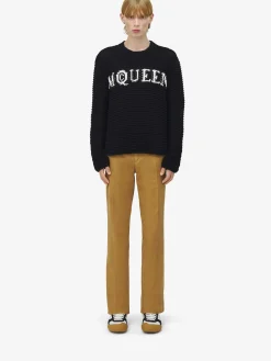 Men's McQueen Logo Textured Jumper in Black