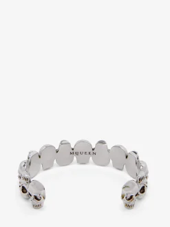 Men's Multi-skull Cuff in Antique Silver-finish
