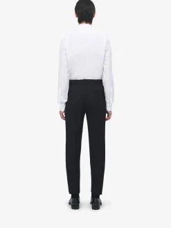 Men's Pleat Detail Tuxedo Trousers in Black