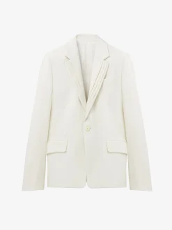 Men's Pleated Lapel Single-breasted Jacket in Ivory