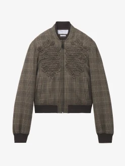 Men's Prince Of Wales Check Bomber Jacket in Brown