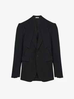Men's Reverse Lapel Single-breasted Jacket in Black