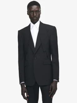 Men's Reverse Lapel Single-breasted Jacket in Black