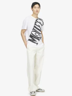 Men's Sketch Logo Print T-shirt in White/Black