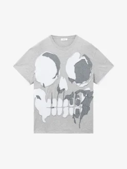 Men's Skull Applique T-shirt in Light Grey