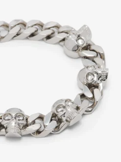Men's Skull Chain Bracelet in Palladium-finish