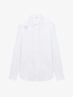 Men's Skull Jacquard Harness Shirt in Optical White