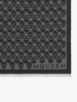 Men's Skull Jacquard Scarf in Grey/Black